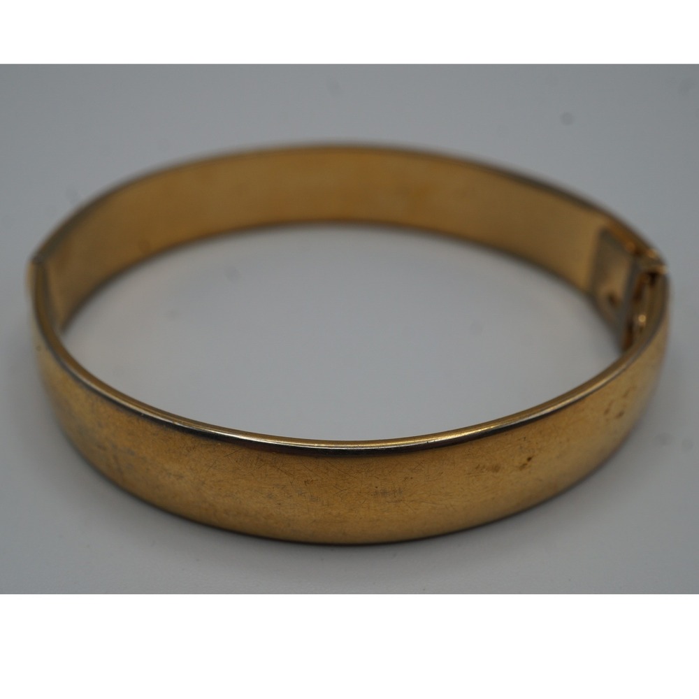 Vintage Monet Gold Tone Hinged Bangle Bracelet Signed Minimalist Jewelry